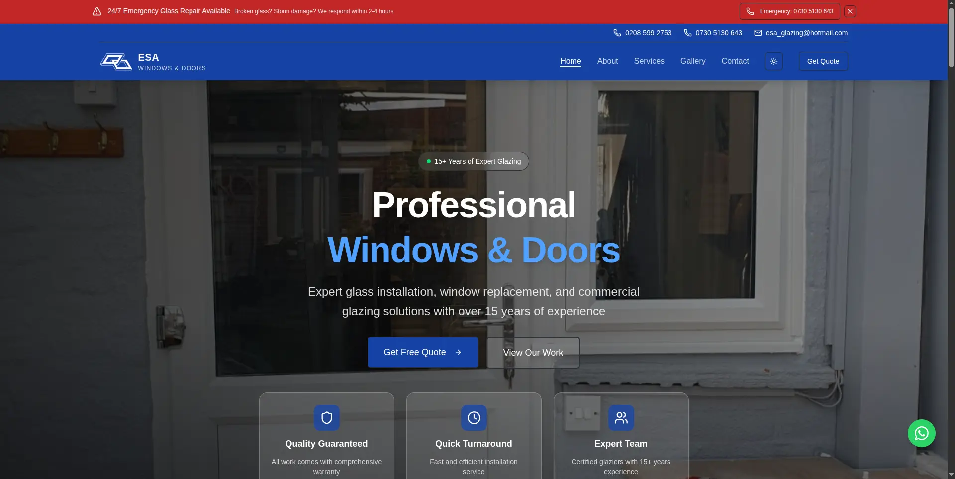 ESA Windows & Doors — Frontend project by Omer Farooq