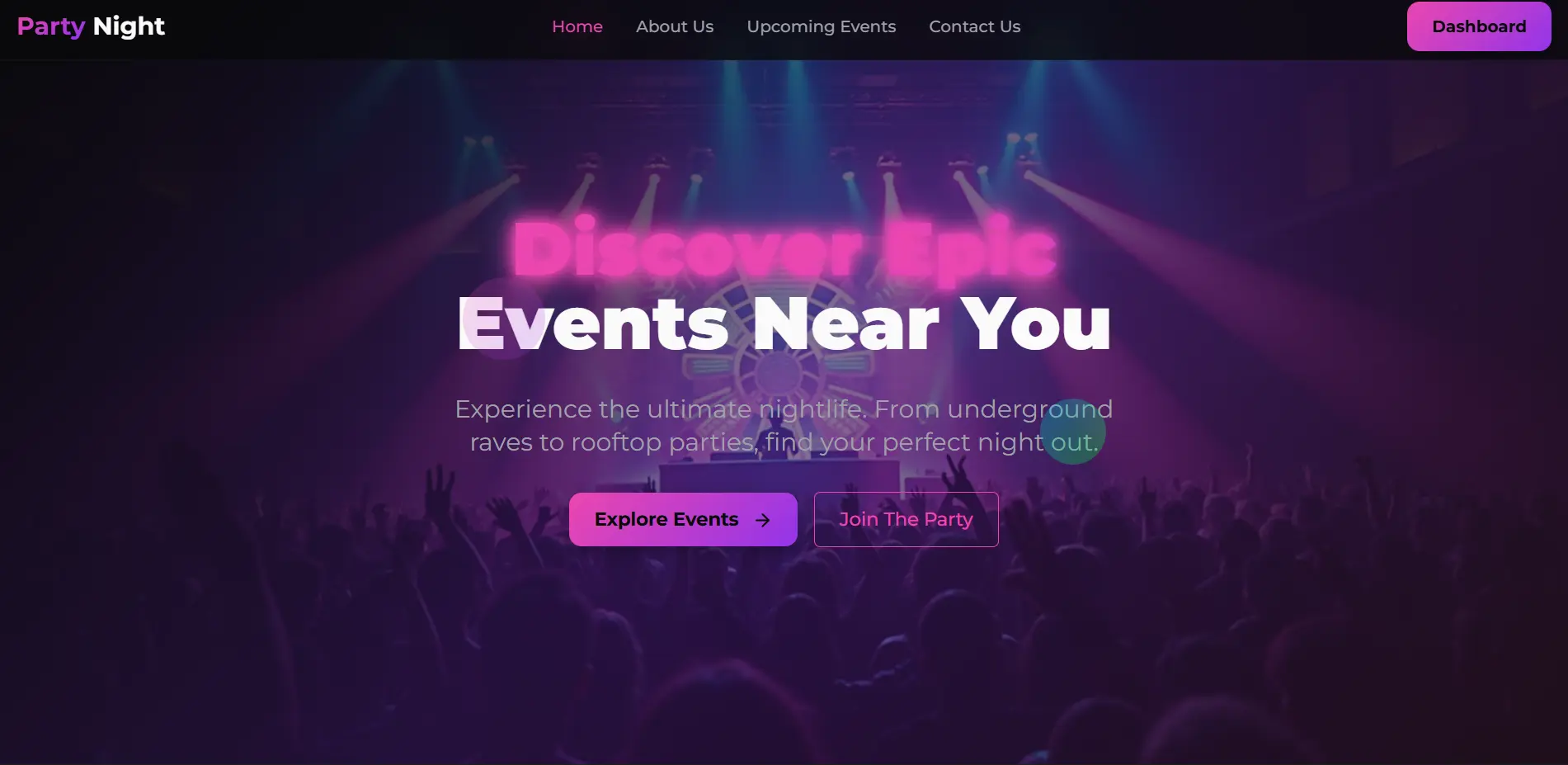 Party Night — Web Application project by Omer Farooq