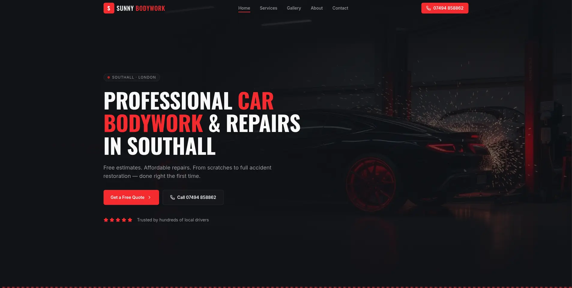 Sunny Bodywork — Frontend project by Omer Farooq